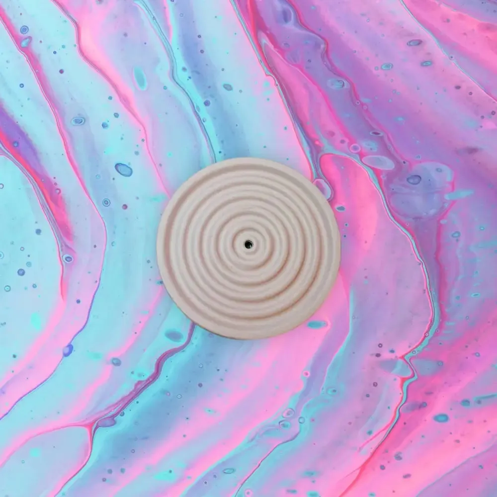 Colorful Concrete Round Mini Incense Holders: Mint / Matte