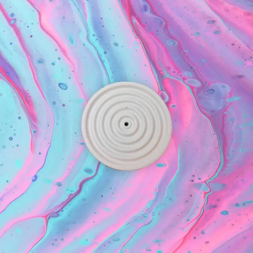 Colorful Concrete Round Mini Incense Holders: Mint / Matte