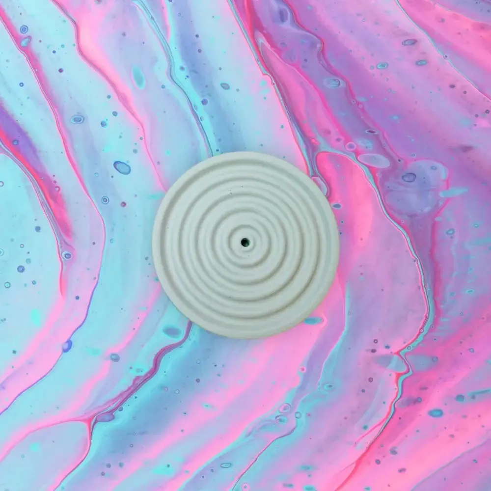 Colorful Concrete Round Mini Incense Holders: Mint / Matte