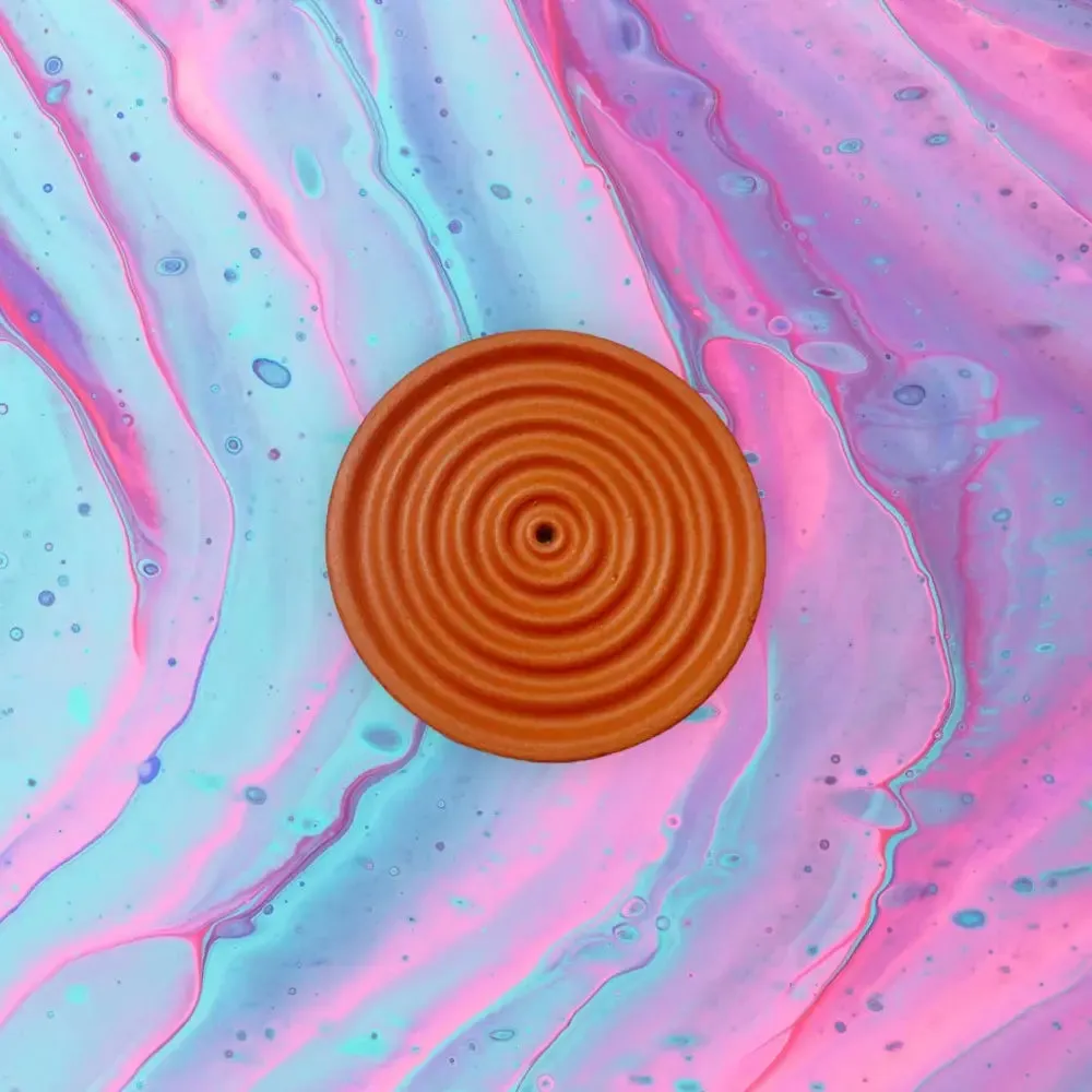 Colorful Concrete Round Mini Incense Holders: Mint / Matte