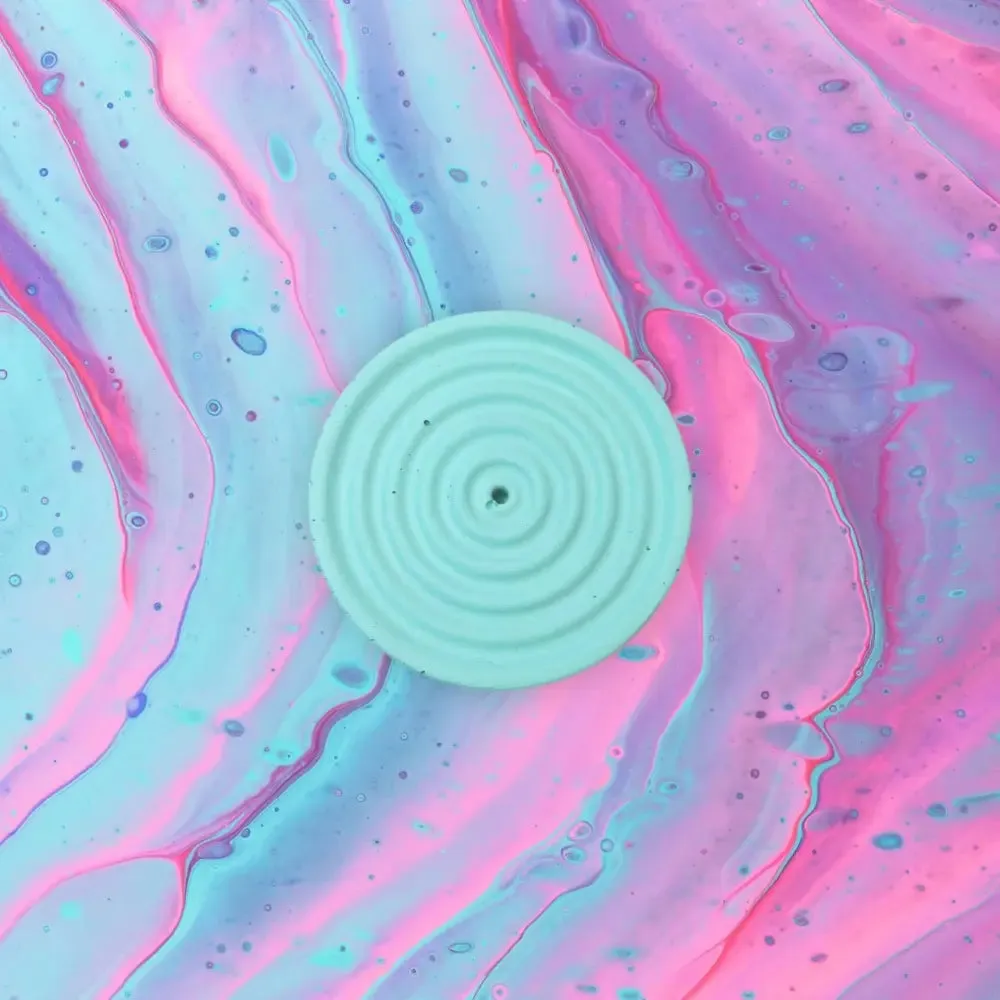Colorful Concrete Round Mini Incense Holders: Mint / Matte