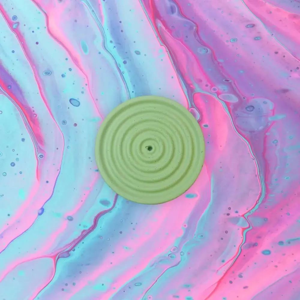 Colorful Concrete Round Mini Incense Holders: Mint / Matte