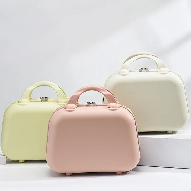 Cream Yellow Handheld Makeup Organizer - Compact and Portable Cosmetic Storage Case with Multiple Color Options