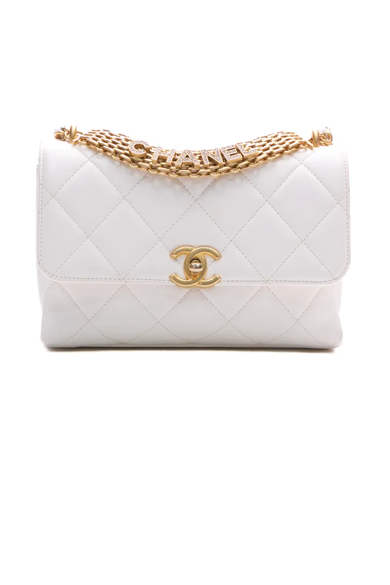 Crystal Logo Small Flap Bag