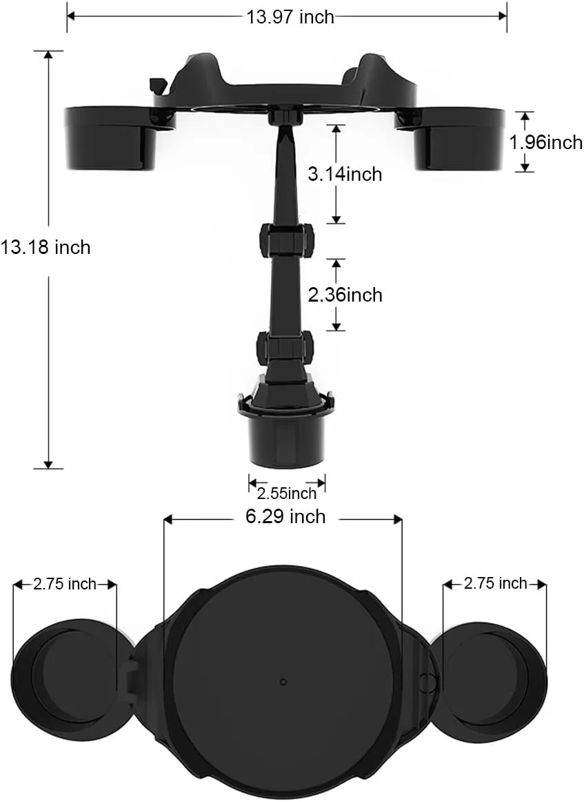 Cup Holder Expander for Car, 360 Degrees Rotate Adjustable 6.3 inches Surface Car Tray Table and Drink Holders with 3 Coaster, Car Cup Holder Tray Apply to All Auto Models