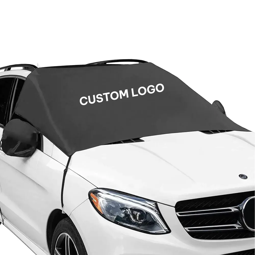 Custom Logo Car Windshield Snow Cover, Fit with Audi, Large Windshield Cover for Ice and Snow Frost with Removable Mirror Cover Protector, Wiper Front Window Protects Windproof UV Sunshade Cover