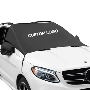 Custom Logo Car Windshield Snow Cover, Fit with Audi, Large Windshield Cover for Ice and Snow Frost with Removable Mirror Cover Protector, Wiper Front Window Protects Windproof UV Sunshade Cover