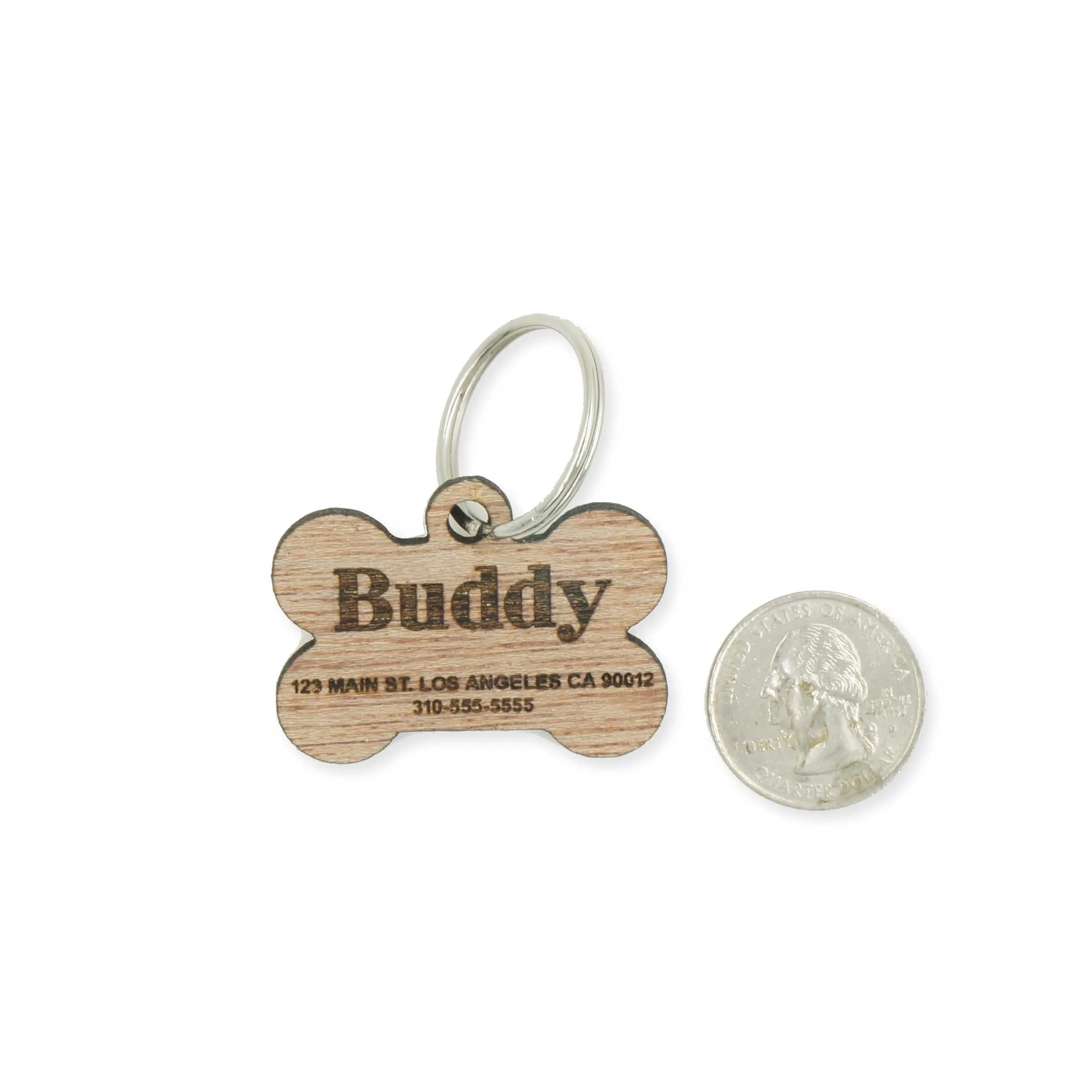 Custom Personalized Wood Pet Name Address Identification Dog Tag Engraved Dog Bone Collar