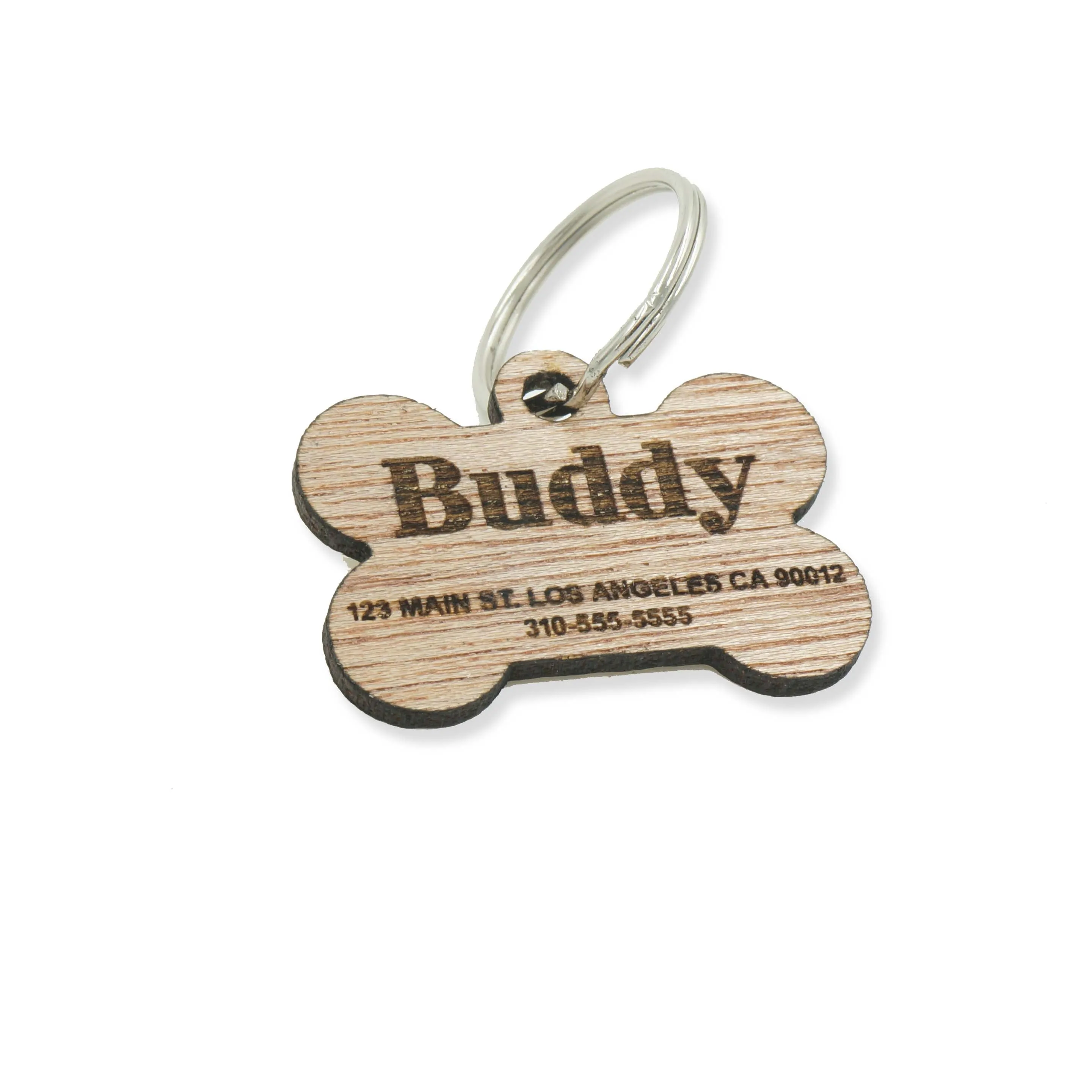 Custom Personalized Wood Pet Name Address Identification Dog Tag Engraved Dog Bone Collar