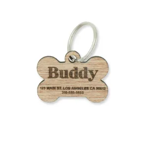 Custom Personalized Wood Pet Name Address Identification Dog Tag Engraved Dog Bone Collar