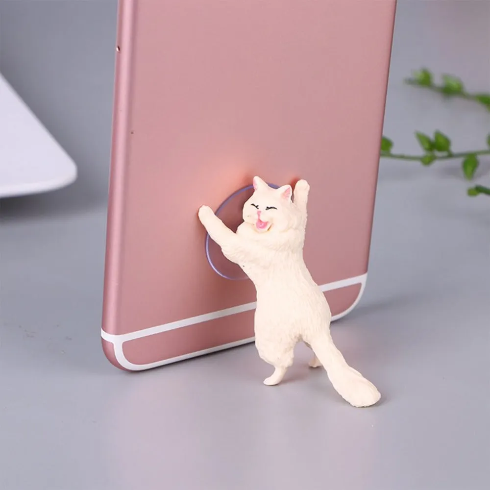 Cute Cartoon Cat Phone Holder Car Mount Sucker Bracket Universal for Sumsung Huawei LG iPhone X XS 8 7 6 Beige