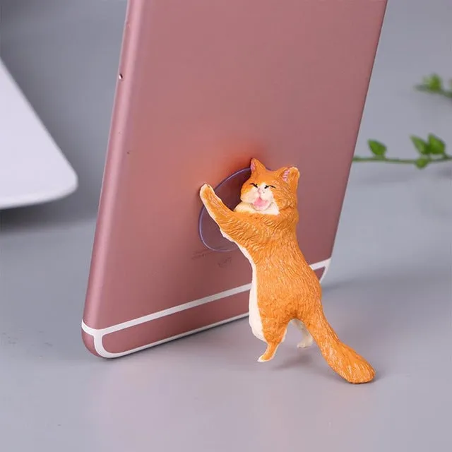 Cute Cartoon Cat Phone Holder Car Mount Sucker Bracket Universal for Sumsung Huawei LG iPhone X XS 8 7 6 Beige