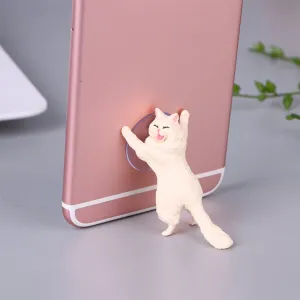 Cute Cartoon Cat Phone Holder Car Mount Sucker Bracket Universal for Sumsung Huawei LG iPhone X XS 8 7 6 Beige