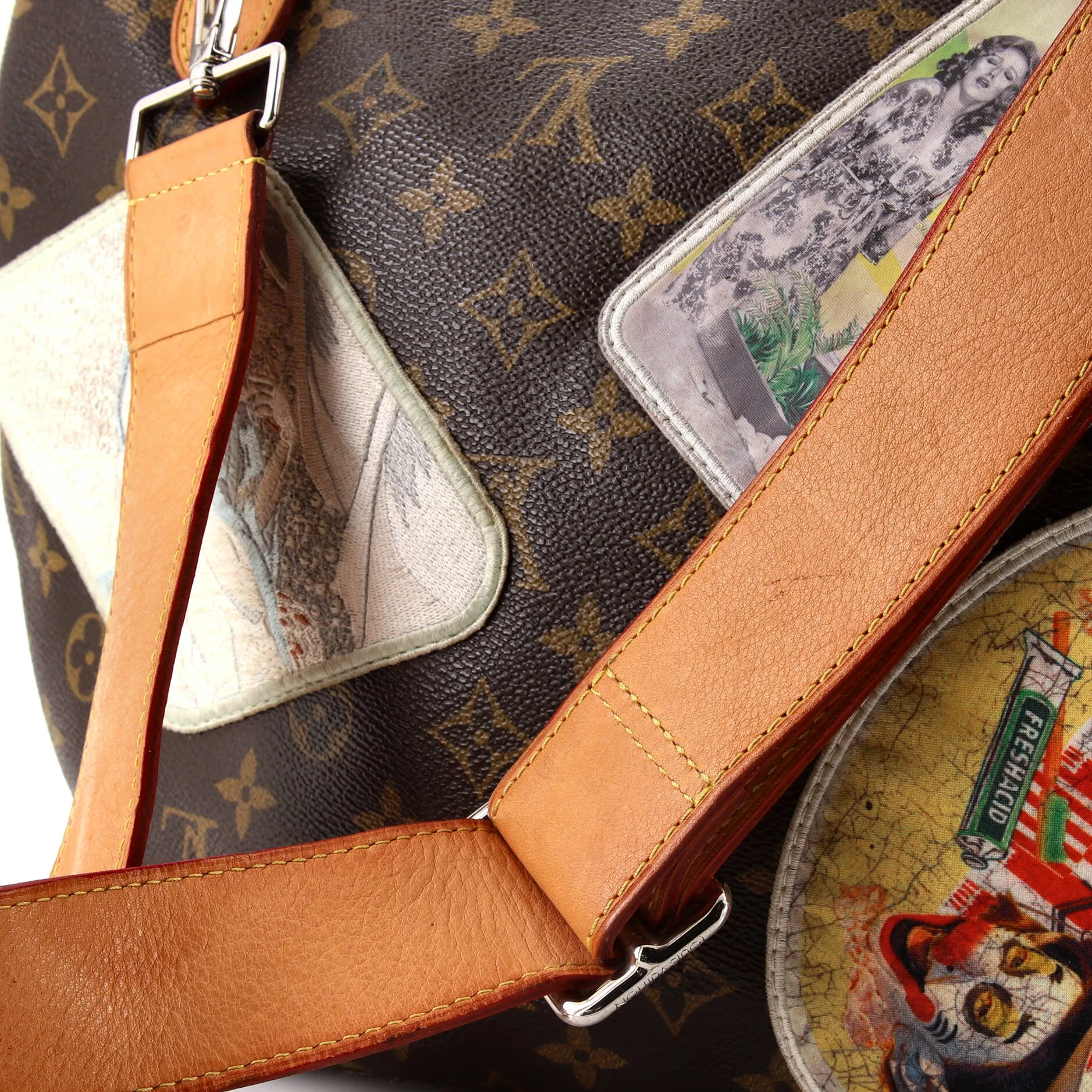 Designer Cindy Sherman Camera Messenger Bag Patch Embellished Monogram Canvas