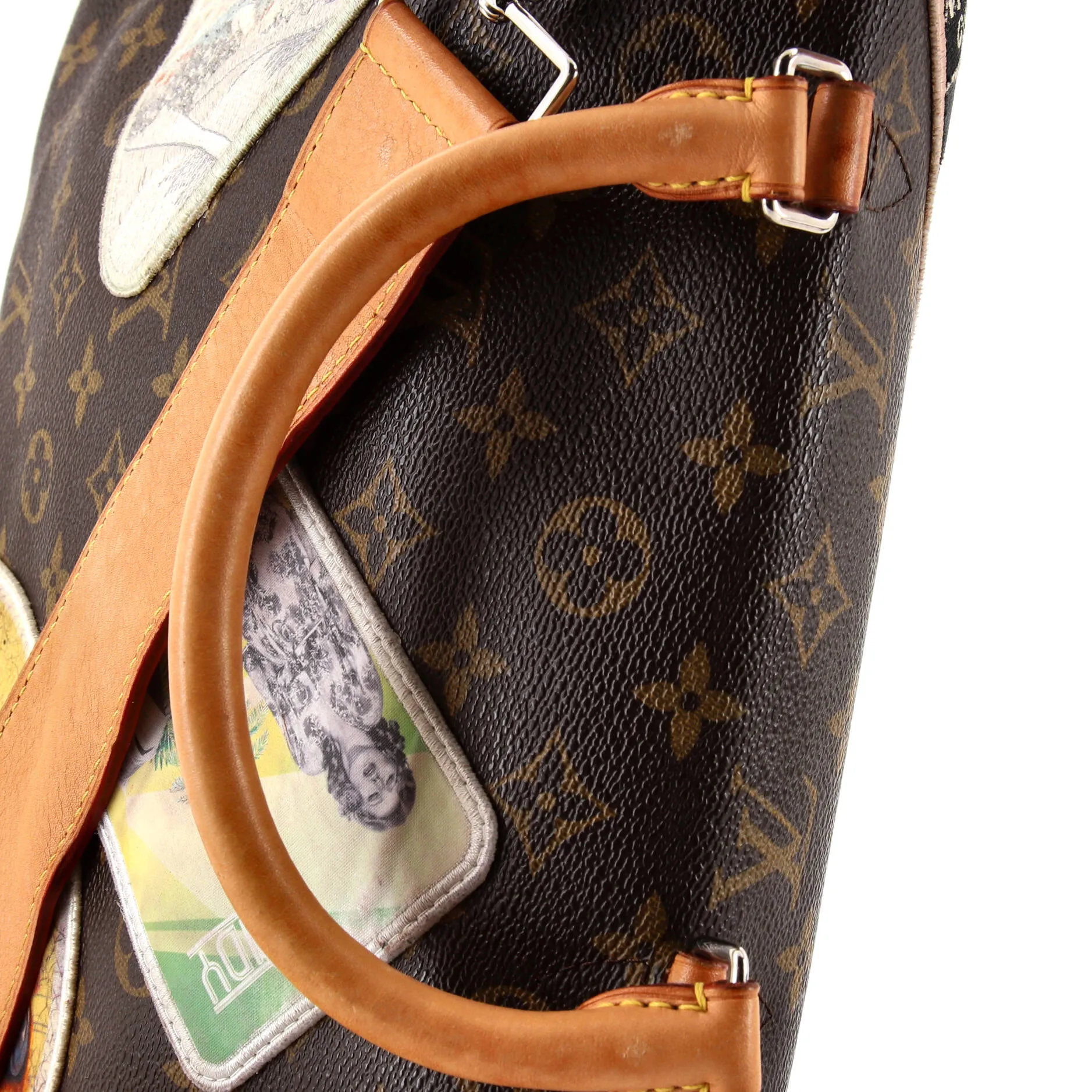 Designer Cindy Sherman Camera Messenger Bag Patch Embellished Monogram Canvas