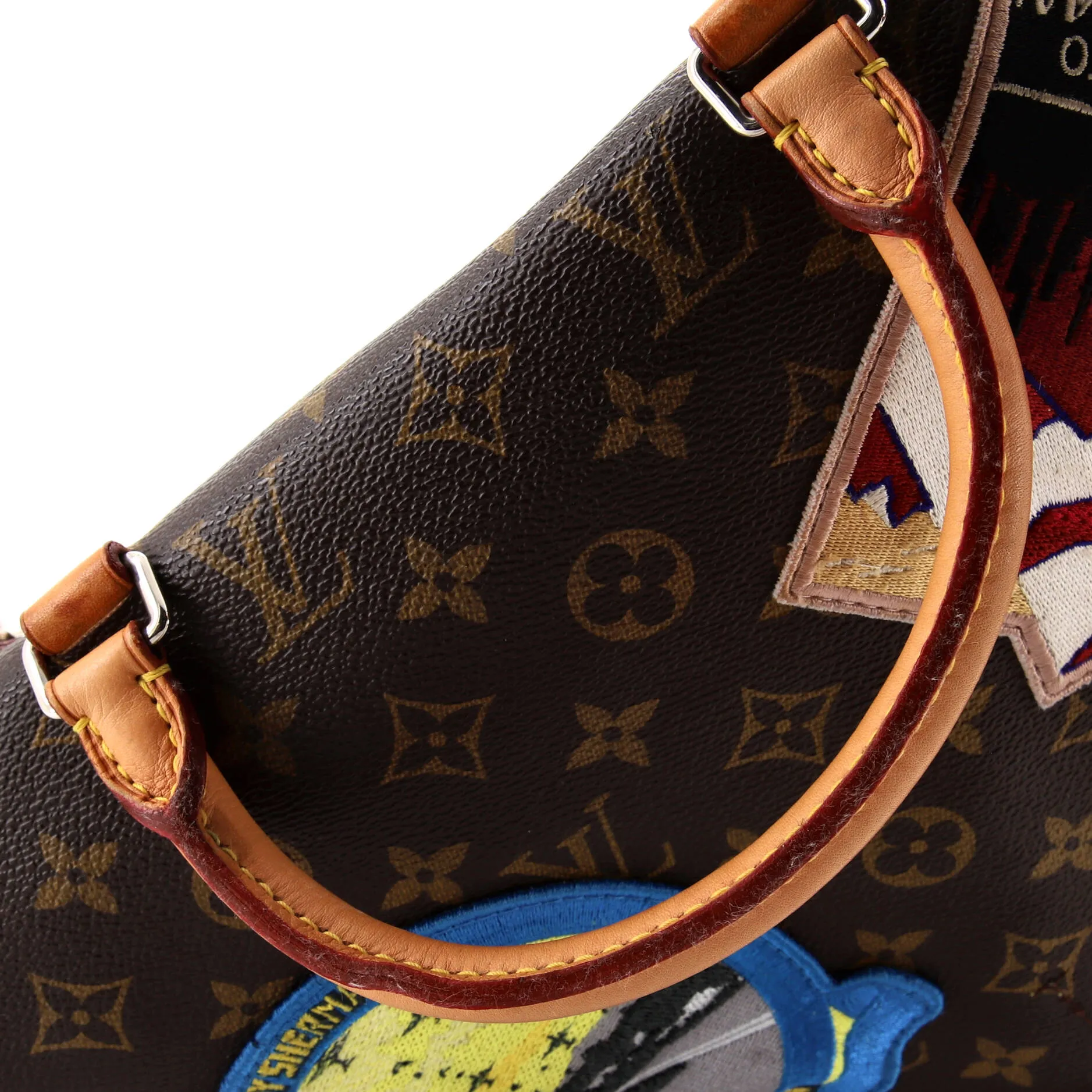 Designer Cindy Sherman Camera Messenger Bag Patch Embellished Monogram Canvas