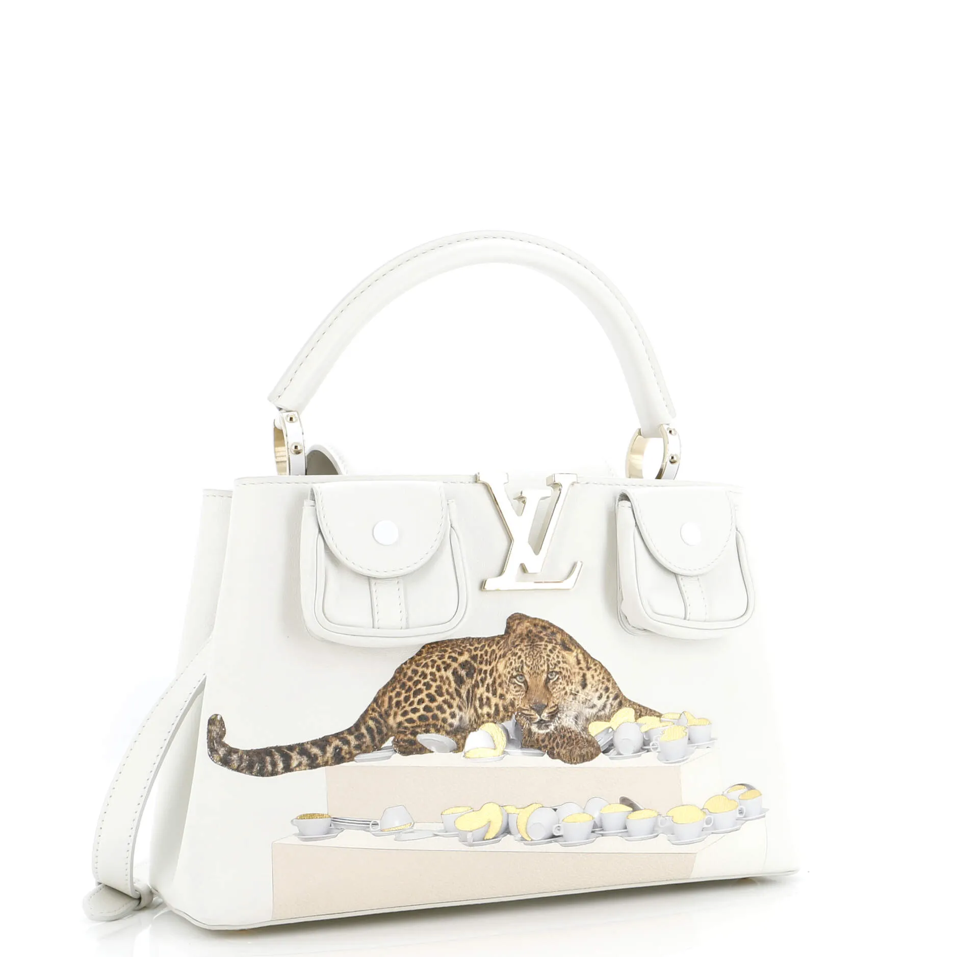 Designer Paola Pivi ArtyCapucines Bag Printed Leather MM