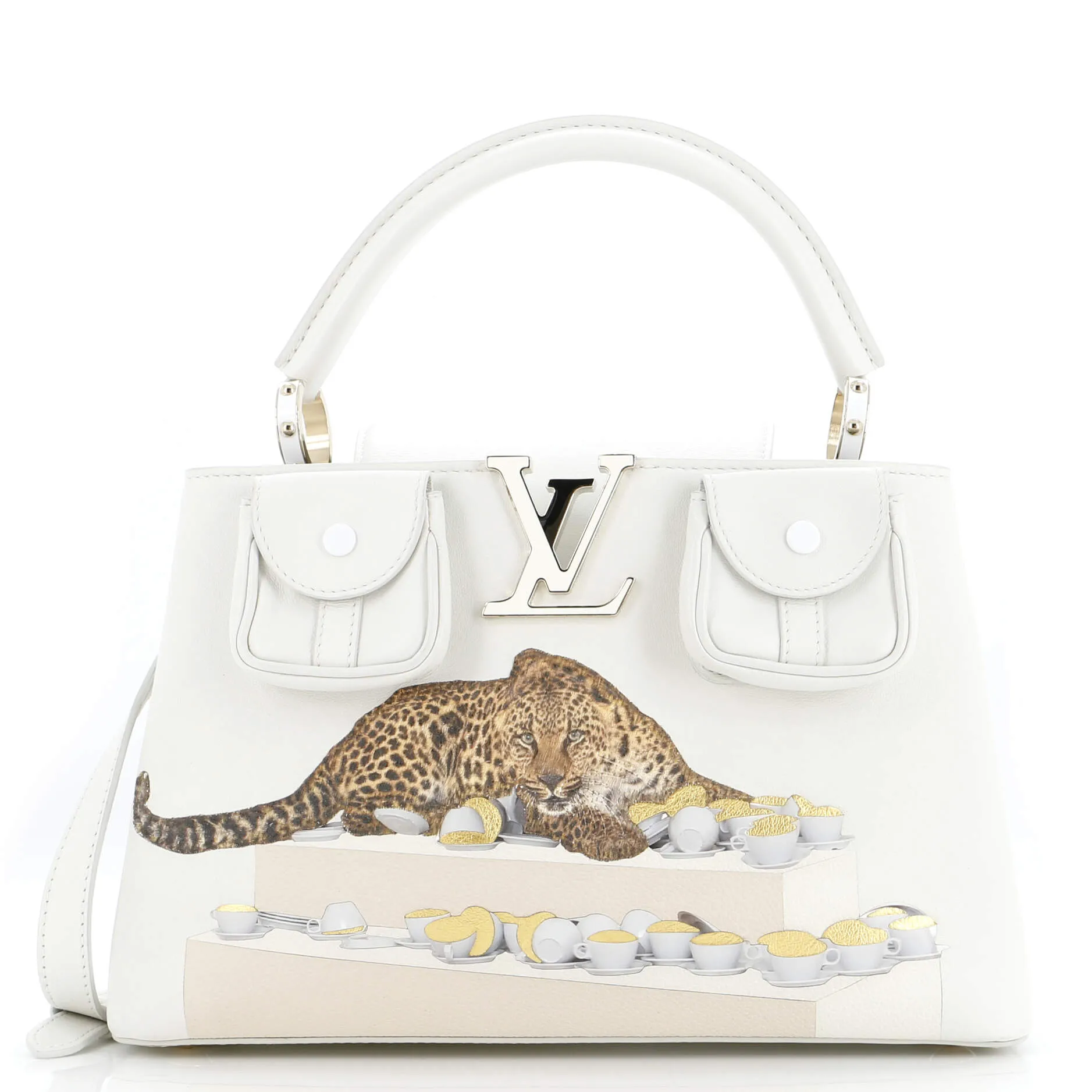 Designer Paola Pivi ArtyCapucines Bag Printed Leather MM