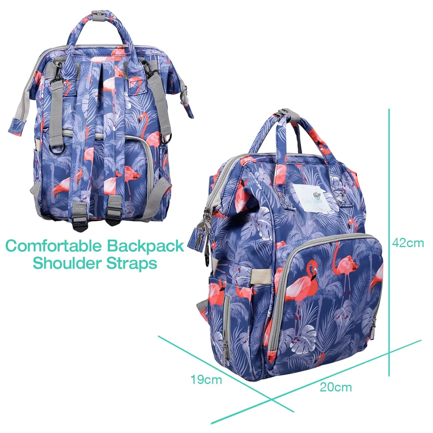 Diaper Bag 
Maternity Backpack Flamingo Blue