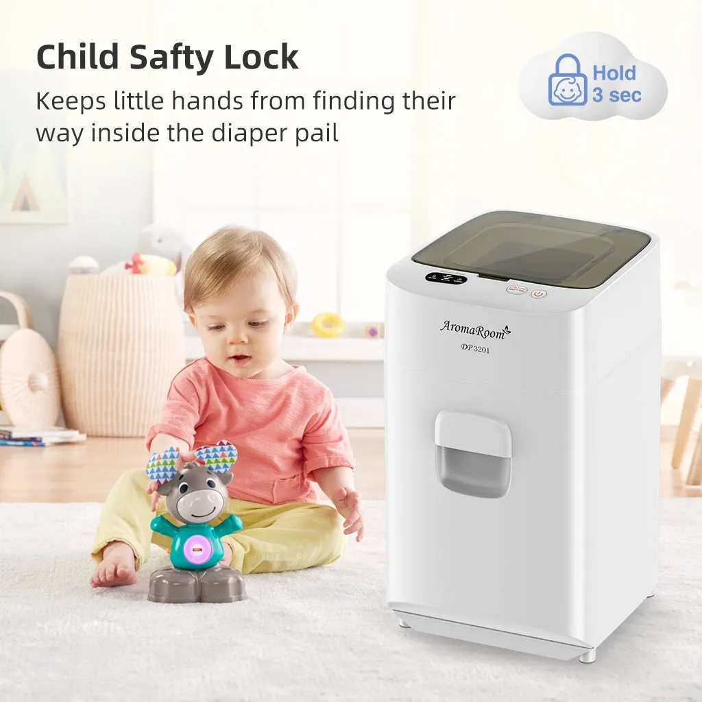 Diaper Pail Odor-Locking, Full-Automatic Packing & Self-Changing