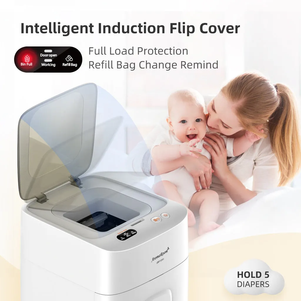 Diaper Pail Odor-Locking, Full-Automatic Packing & Self-Changing