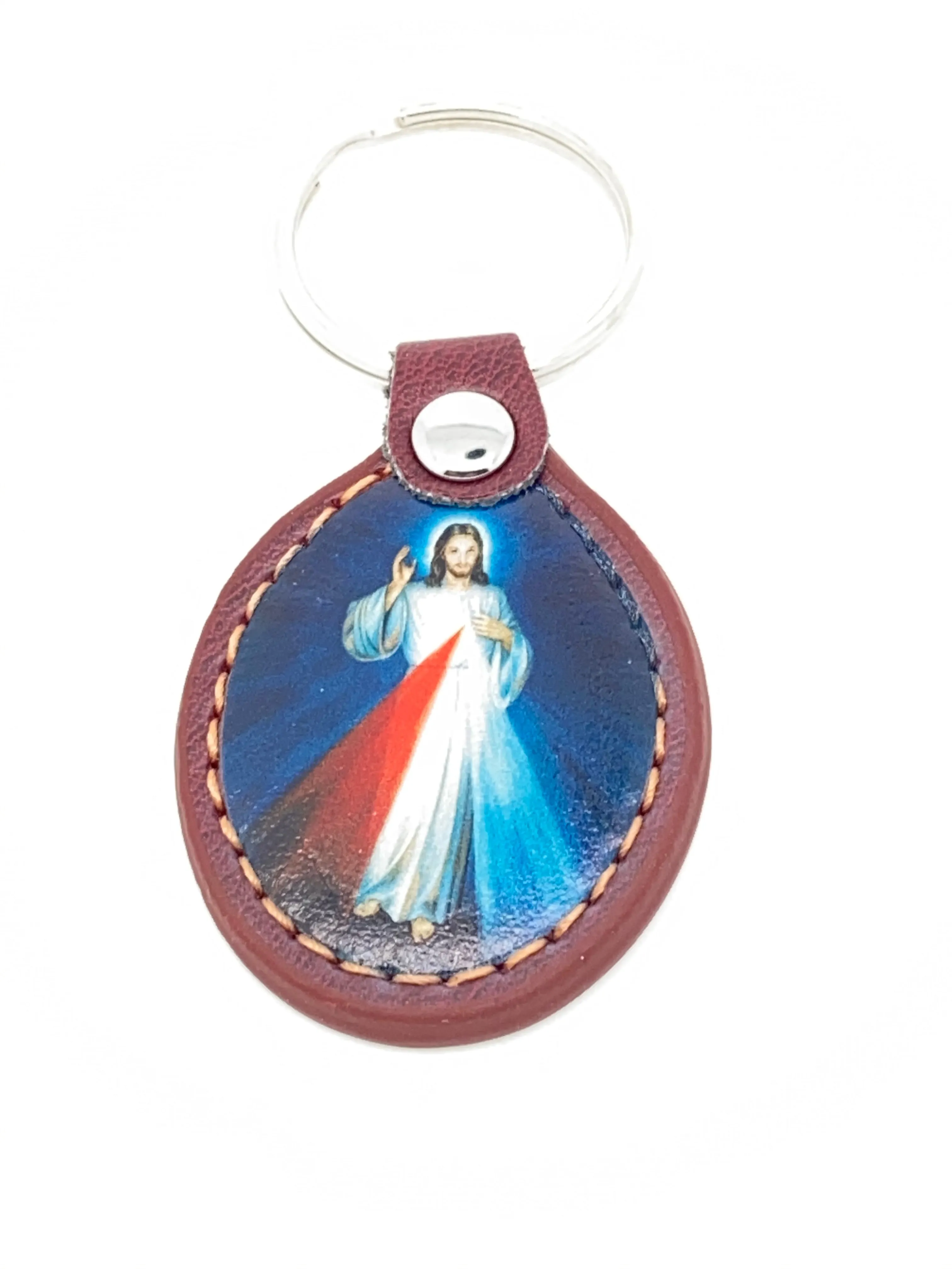 Divine Mercy Leather Keychain