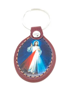 Divine Mercy Leather Keychain