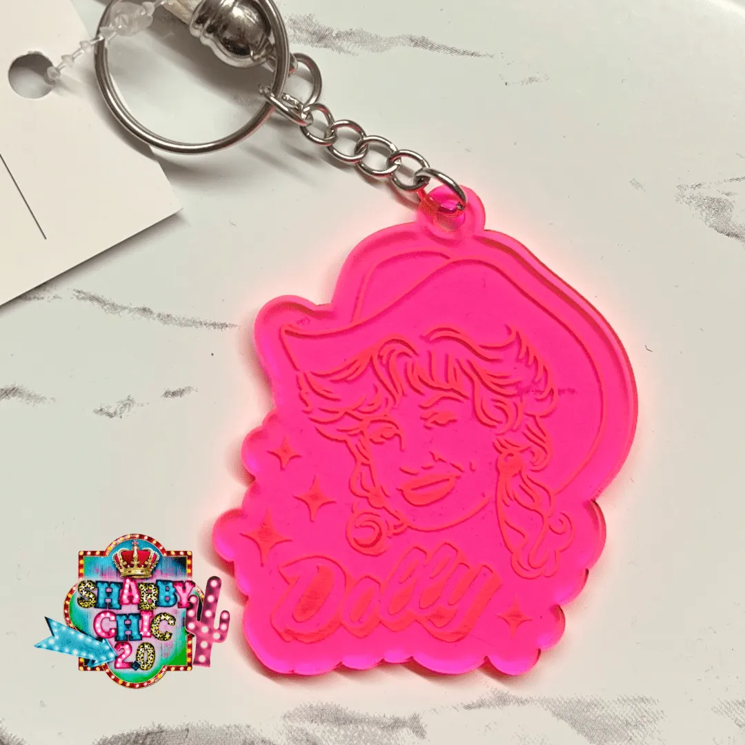Dolly Acrylic Key Rings - Pink