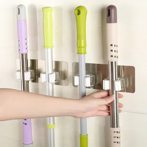 Double Stick-On Wall Mop & Broom Organizer (2pcs)