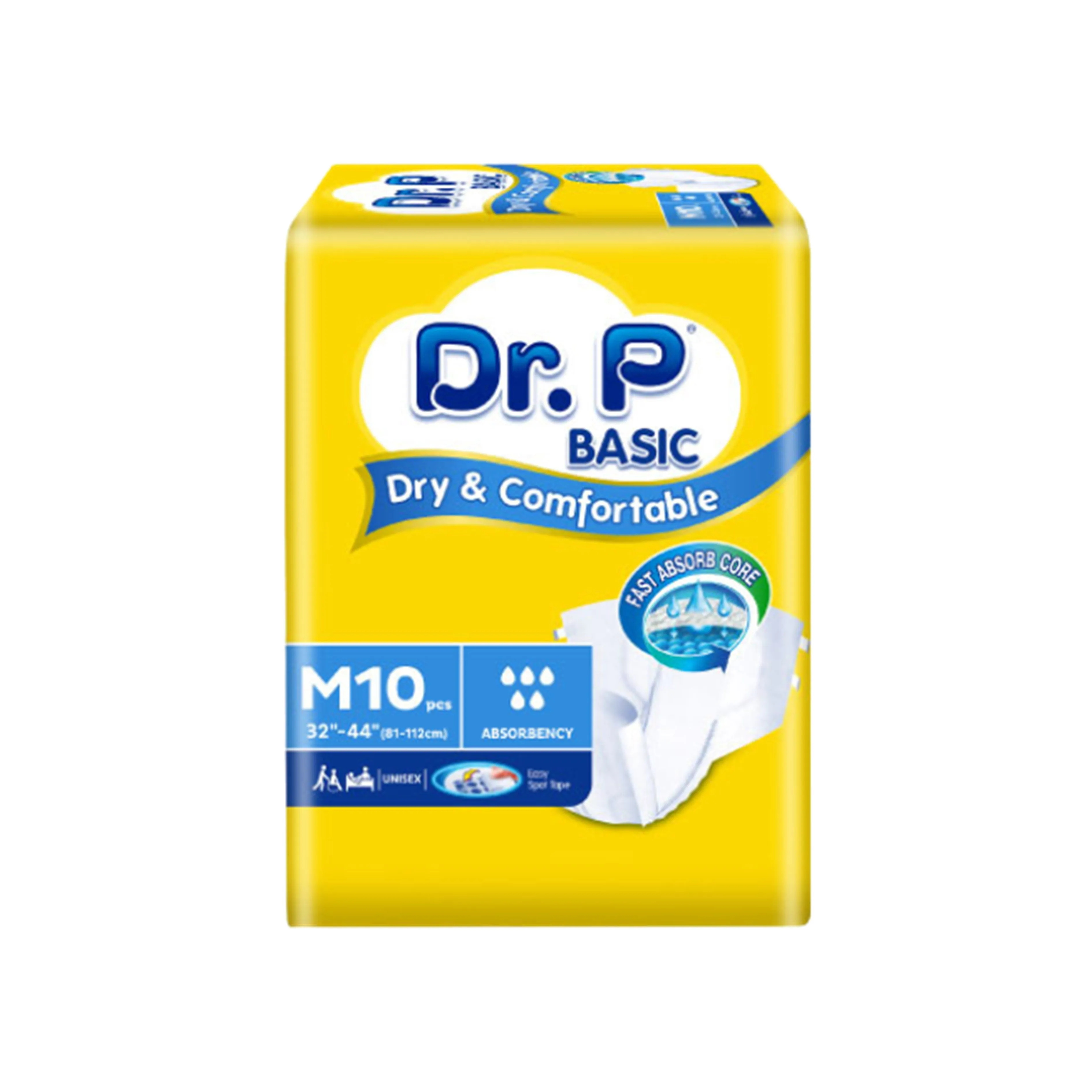 Dr. P Basic Adult Diapers Size M 10's (81-112cm / 32-44 inches)