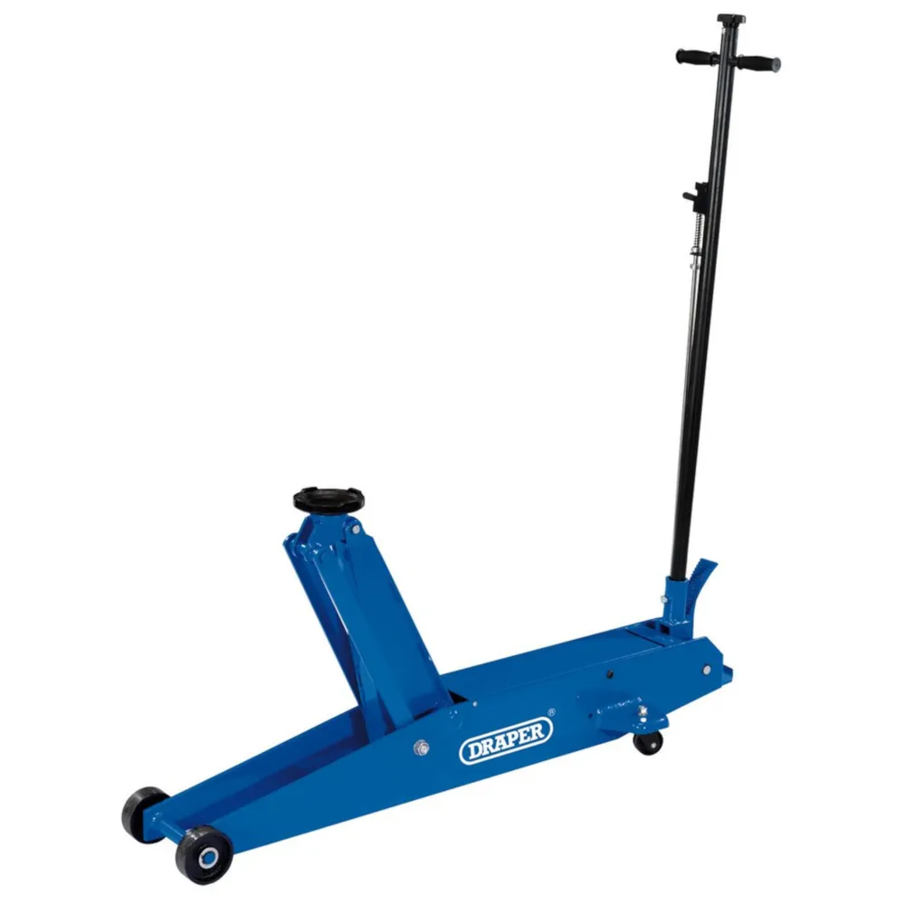 Draper 3 Tonne Long Chassis Trolley Jack with Quick Lift - Blue - EX-D