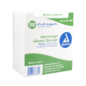 Dressing Gauze Pad 100% Cotton Sterile 50-2's 4x4 Value Line by Dynarex