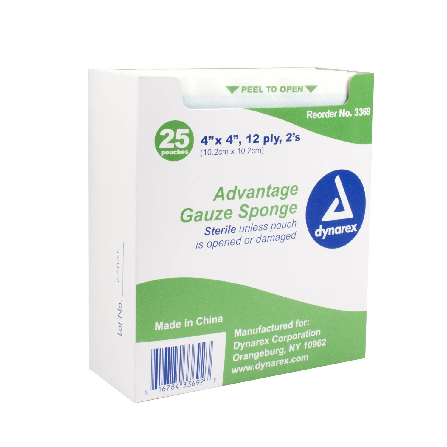 Dressing Gauze Pad 100% Cotton Sterile 50-2's 4x4 Value Line by Dynarex