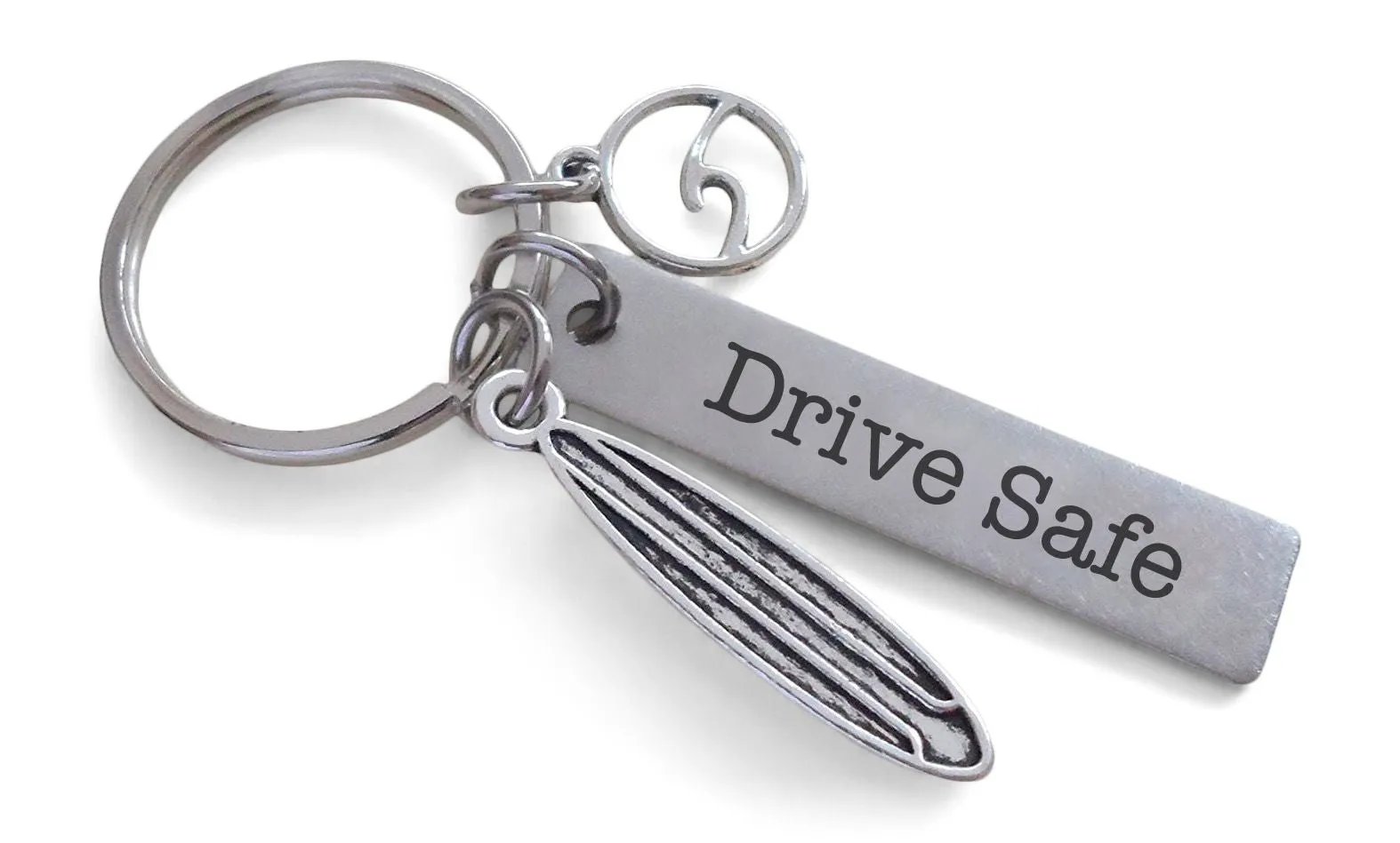 Drive Safe Engraved Steel Tag Keychain