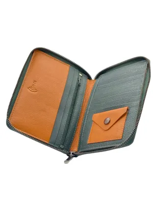 Duplex Zip Passport Wallet in Genuine Leather #1158NZ