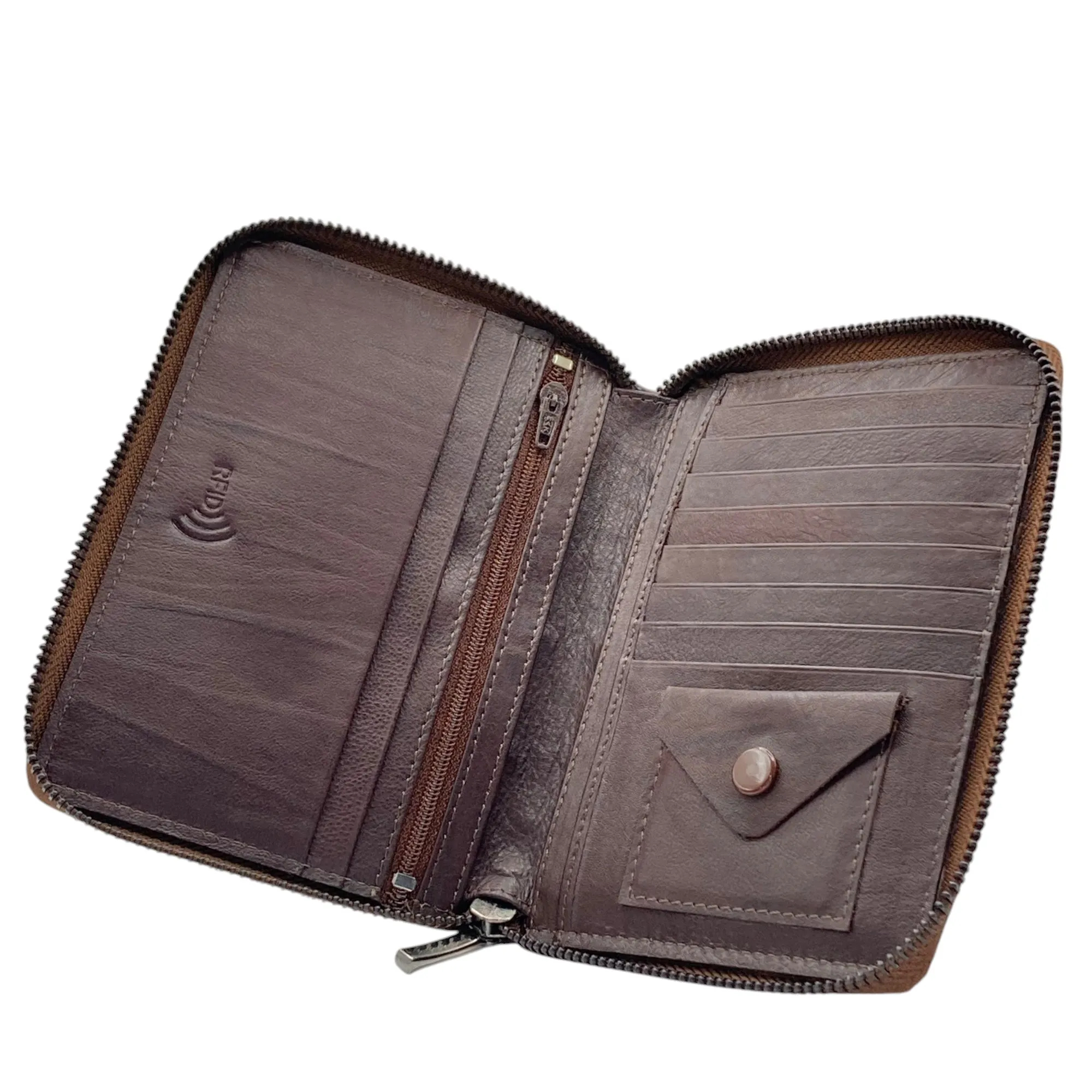 Duplex Zip Passport Wallet in Genuine Leather #1158NZ