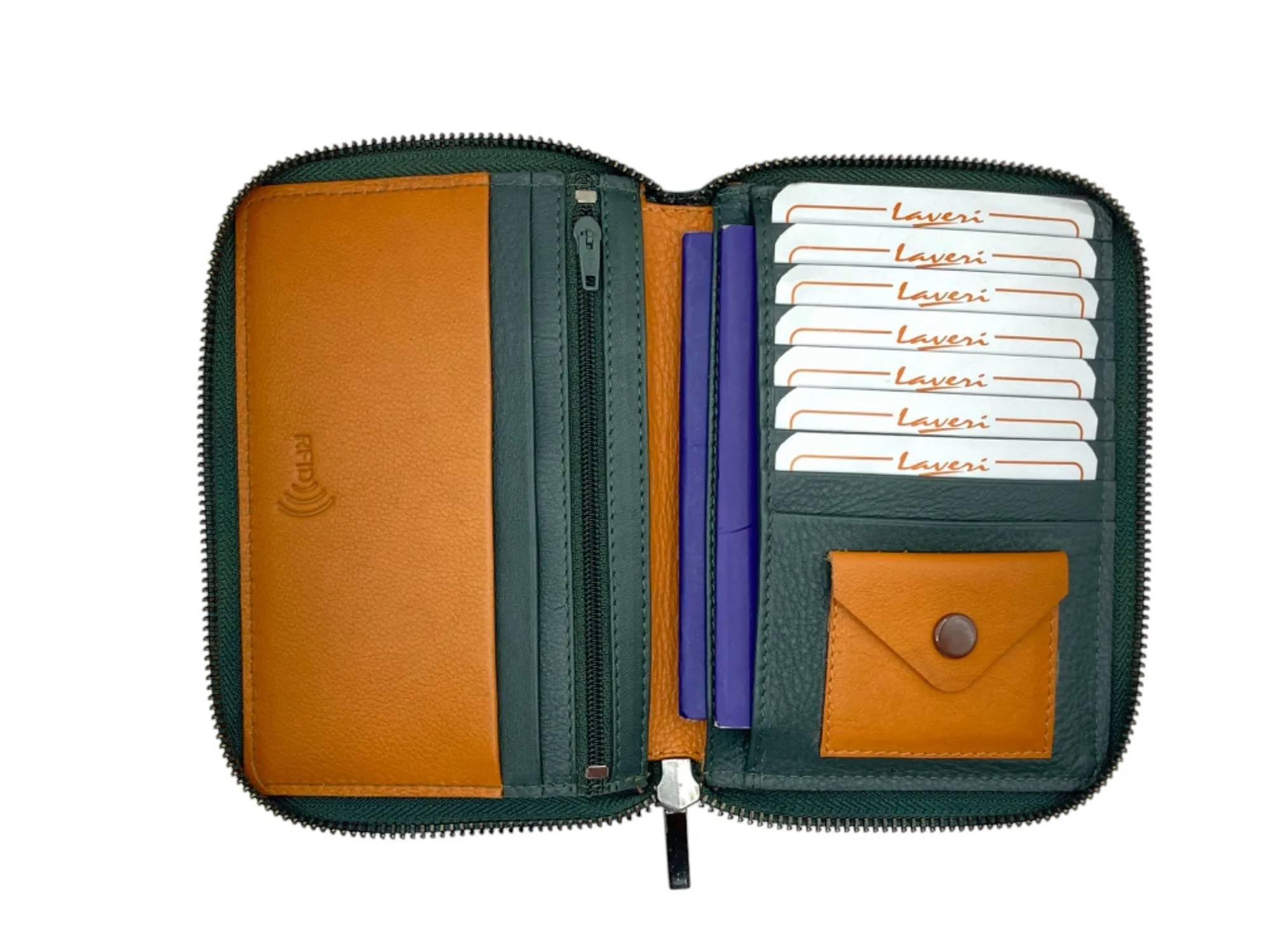Duplex Zip Passport Wallet in Genuine Leather #1158NZ