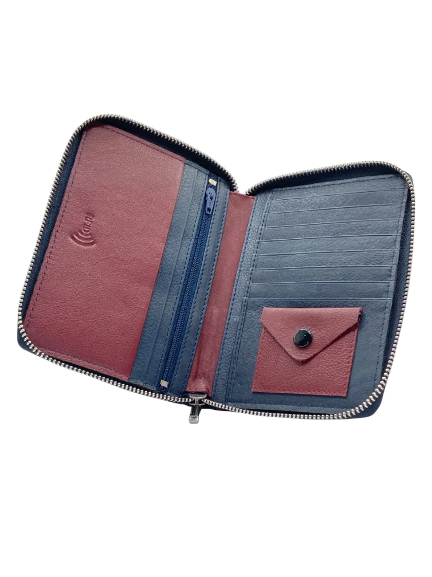 Duplex Zip Passport Wallet in Genuine Leather #1158NZ