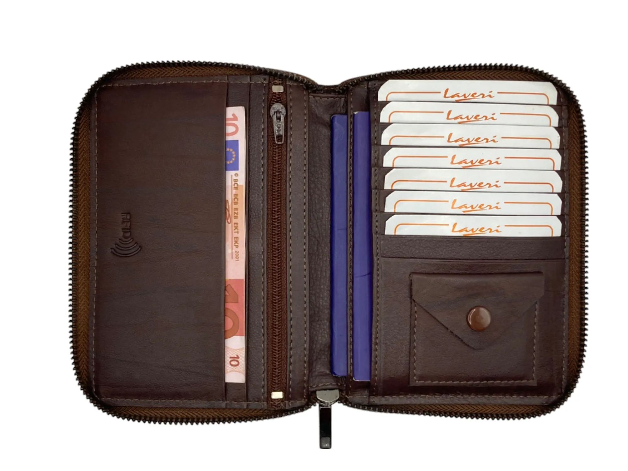 Duplex Zip Passport Wallet in Genuine Leather #1158NZ