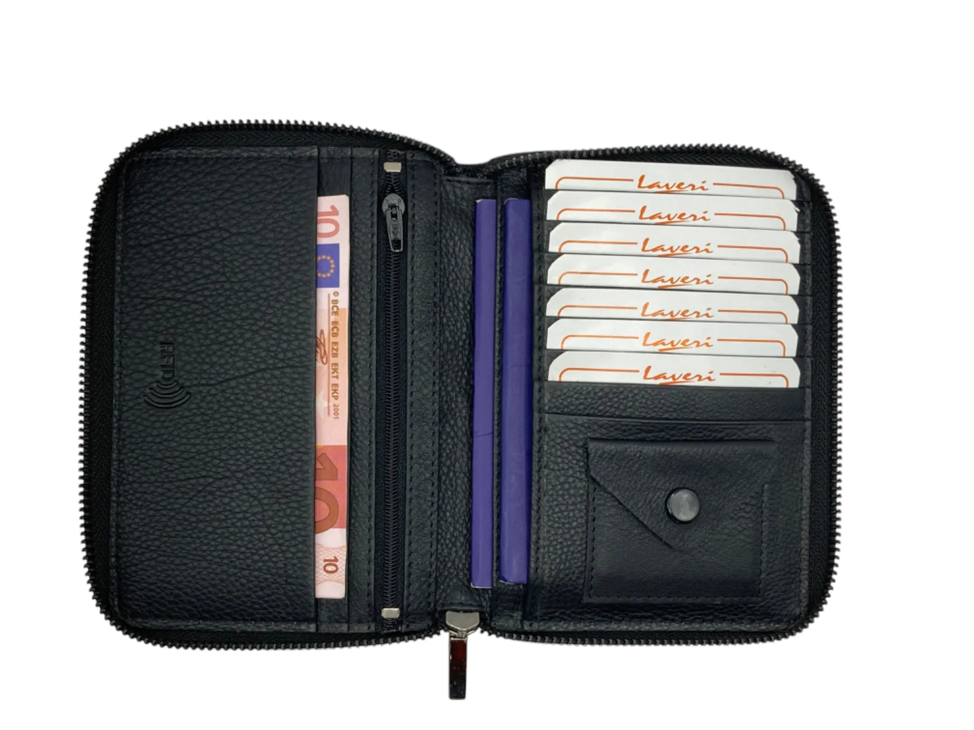 Duplex Zip Passport Wallet in Genuine Leather #1158NZ