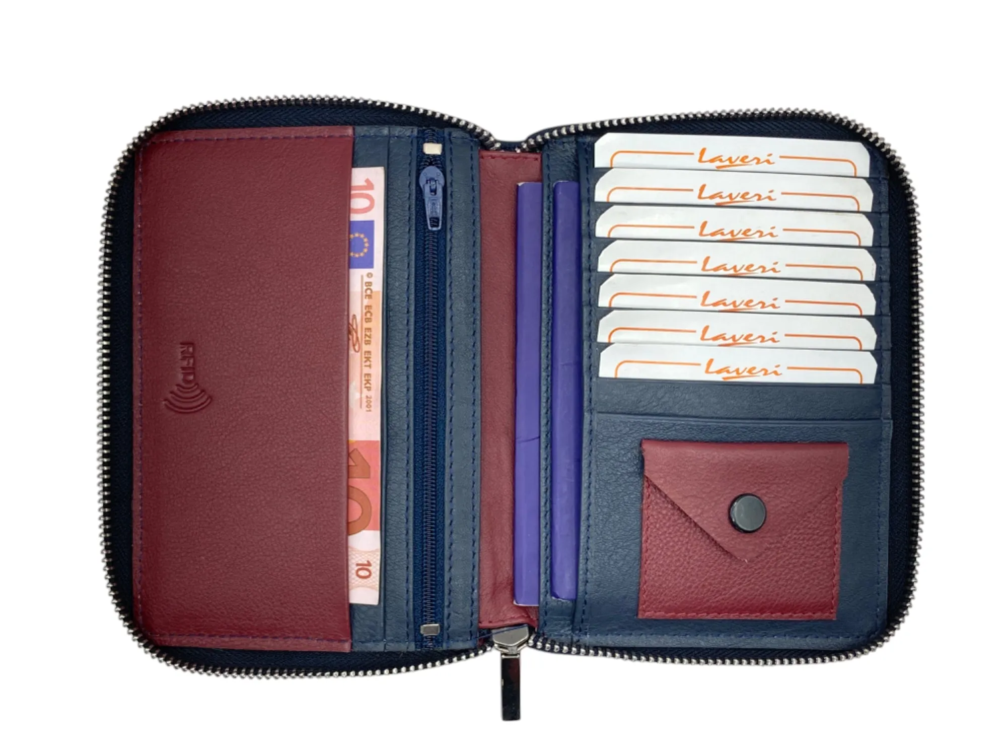 Duplex Zip Passport Wallet in Genuine Leather #1158NZ