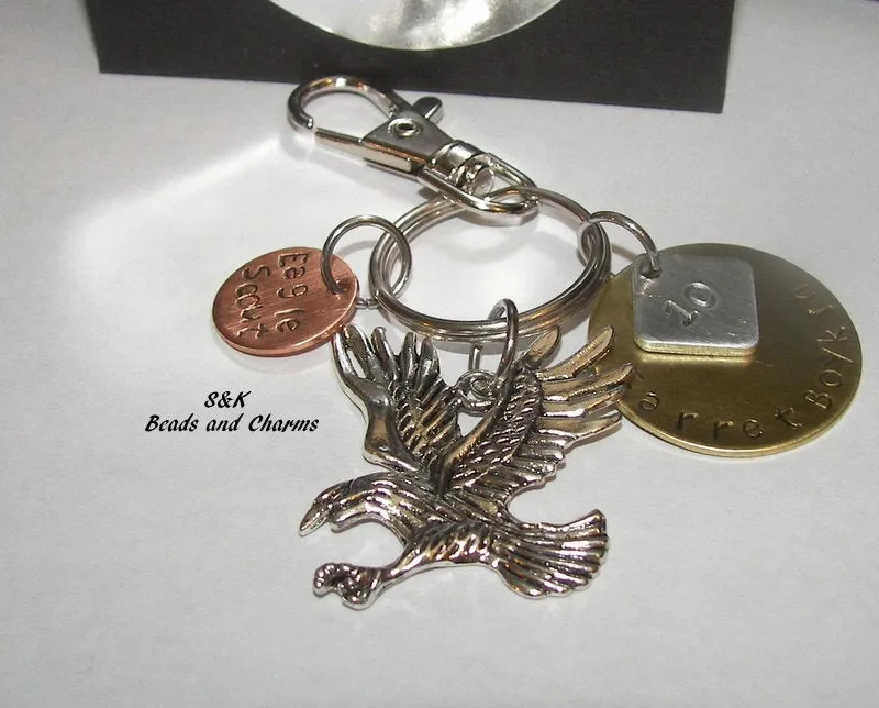 Eagle scout key ring gift, hand stamped personalized scout gifts, gift for scout mom or dad handstamped jewelry