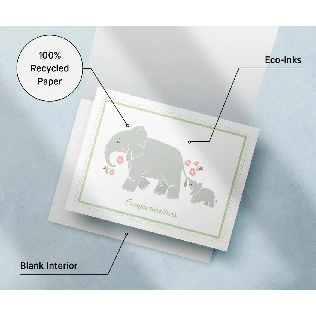 Eco-Friendly Baby Animals Congrats Card Set