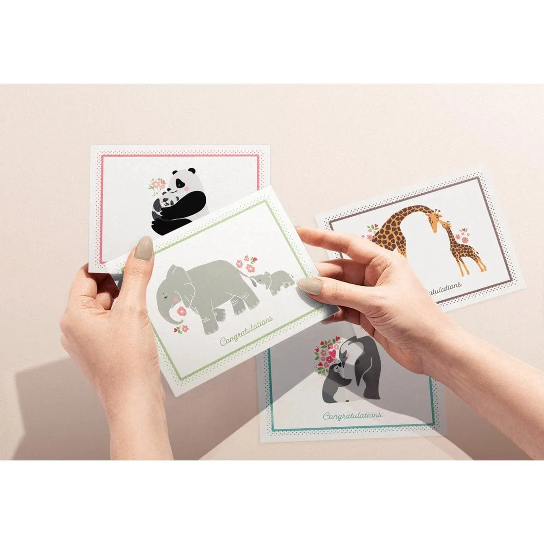 Eco-Friendly Baby Animals Congrats Card Set