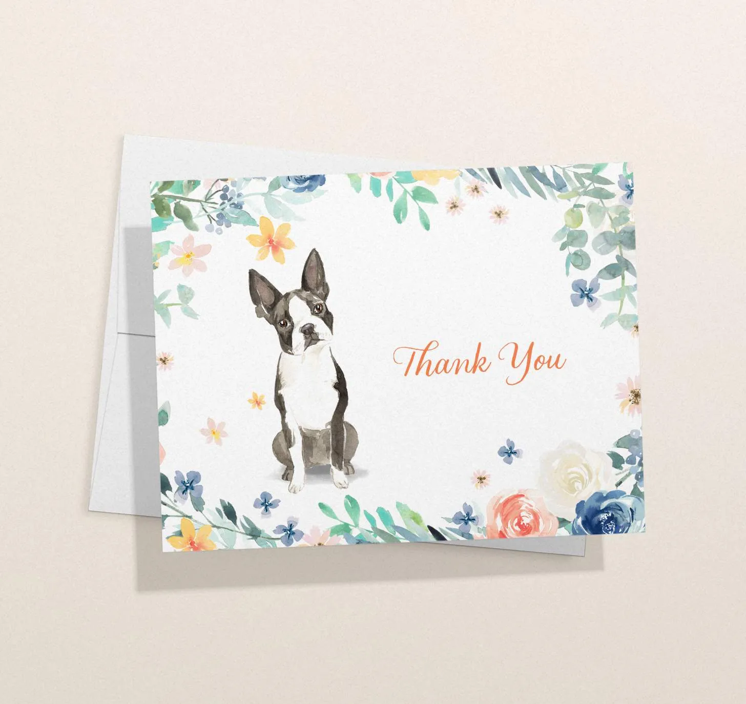 Eco-Friendly Boston Terrier Thank You Card
