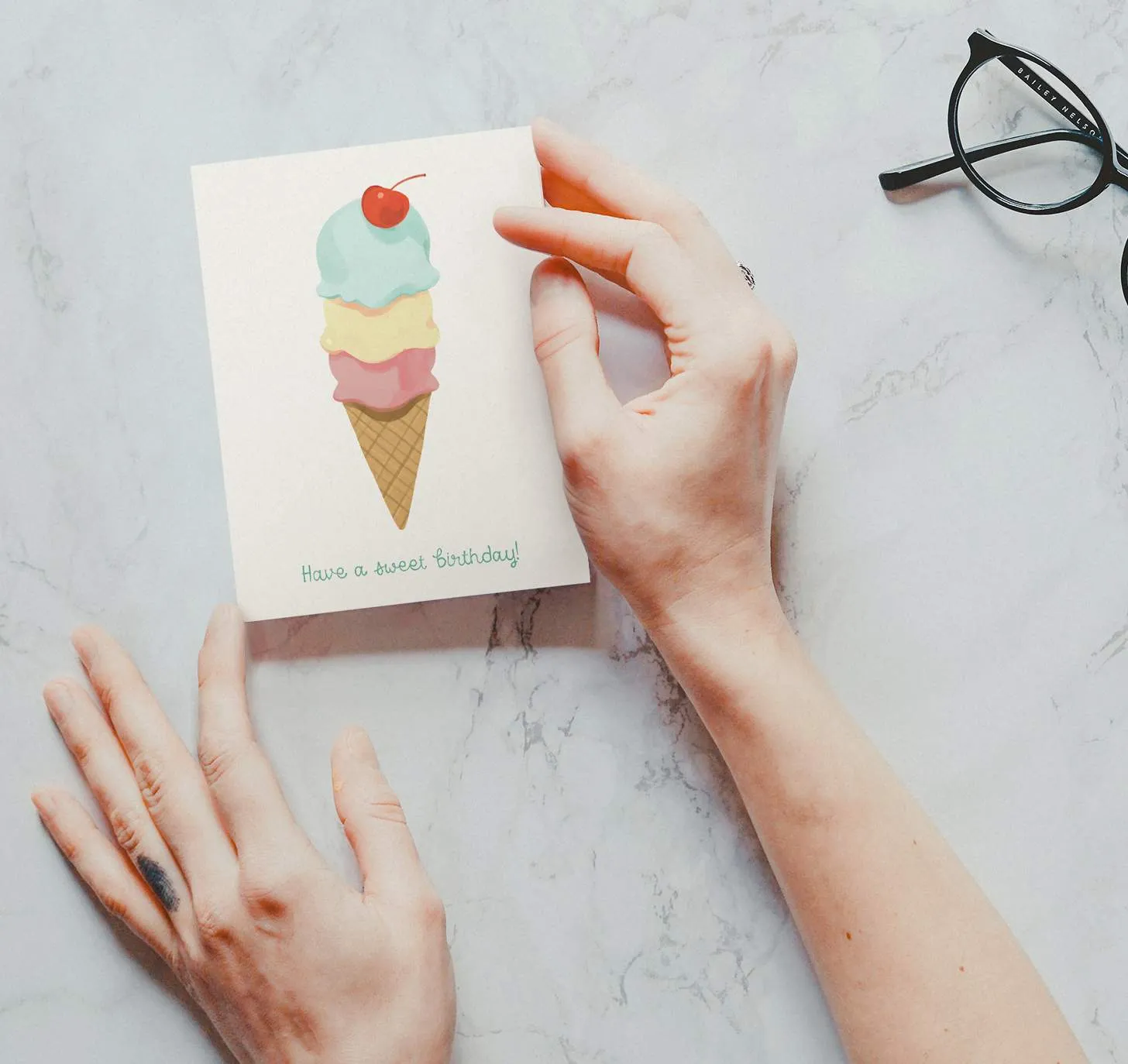 Eco-Friendly Ice Cream Birthday Card