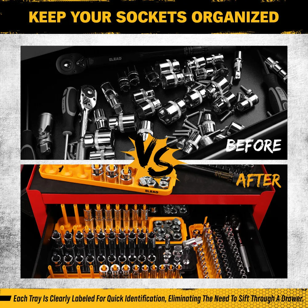 ELEAD Magnetic Socket Organizer Tray Set - Wall-Mountable & Efficient Tool Storage