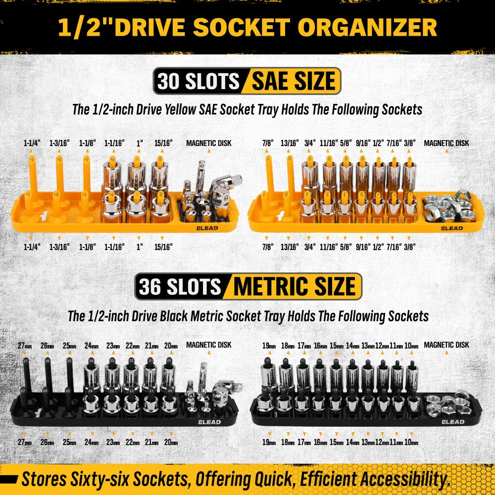 ELEAD Magnetic Socket Organizer Tray Set - Wall-Mountable & Efficient Tool Storage