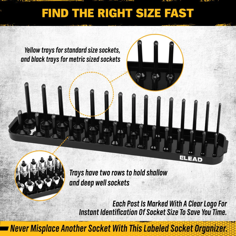ELEAD Magnetic Socket Organizer Tray Set - Wall-Mountable & Efficient Tool Storage
