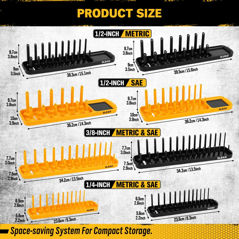 ELEAD Magnetic Socket Organizer Tray Set - Wall-Mountable & Efficient Tool Storage